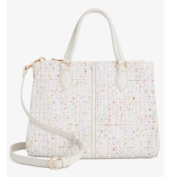 On 34th Robbinn tweed medium women's satchel crossbody bag - White Multi - Picture 9 of 13